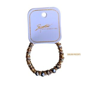 CRYSTAL BEADED STRETCH BRACELET WOMEN COLOR GOLD SIZE OS